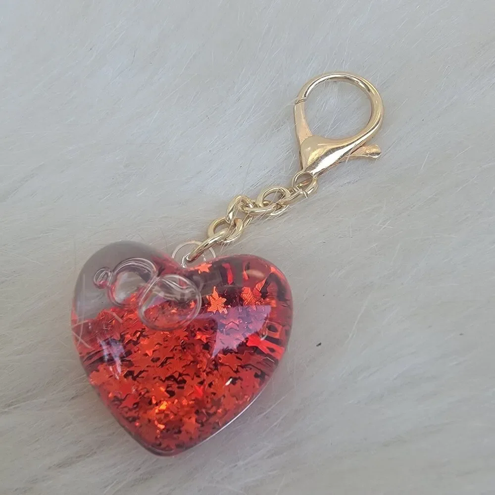 Red  Puffed Heart Keychain  Bag Charm